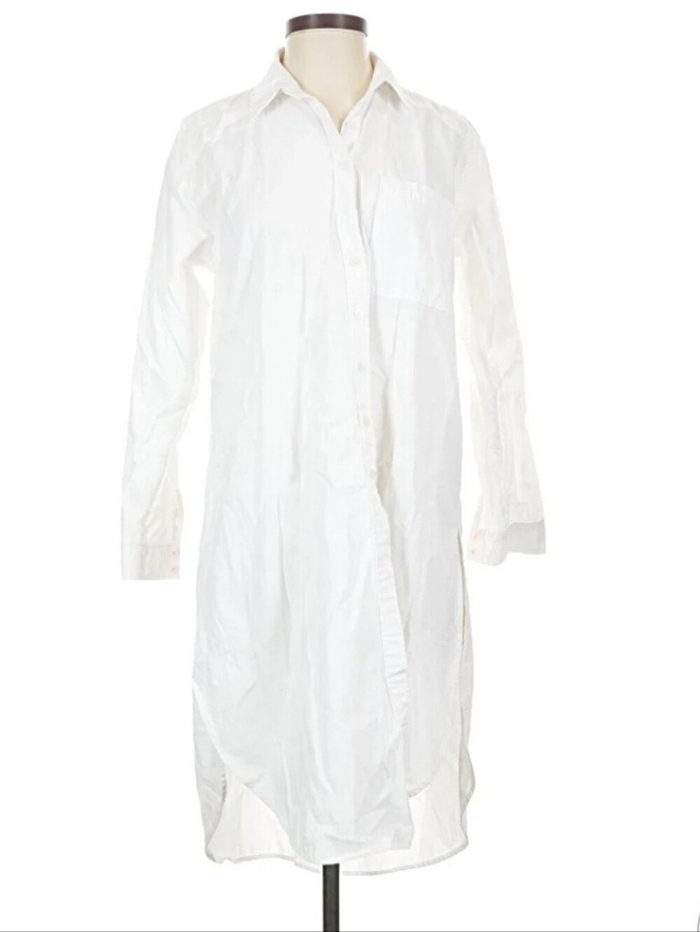 Maeve by Anthropologie White Longline Button Up Shirt Dress 100% Cotton.